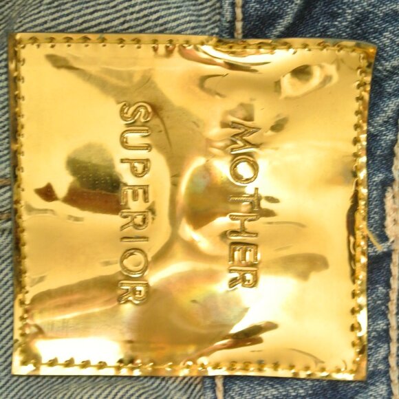 MOTHER Blue Distressed Wide Leg Jeans - Picture 11 of 16